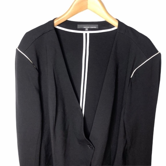 Amanda & Chelsea Women’s Piped Shoulder Ponte Black Jacket Blazer Size 3X - Picture 3 of 8